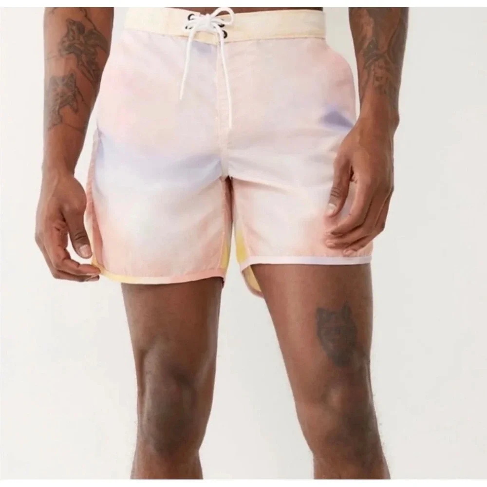 NWT True Religion‎ Ricky Relaxed Straight Tie Dye Swim Trunks Board Shorts Mens
